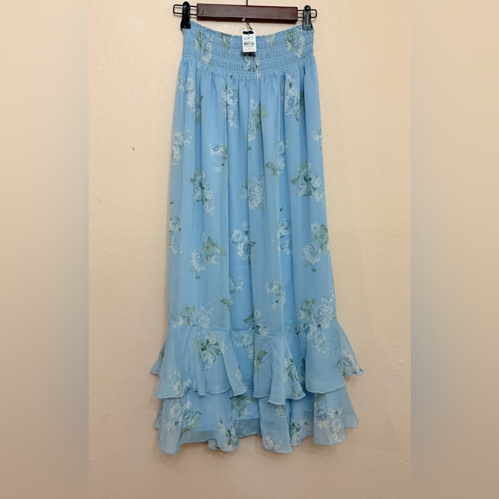 LOFT Floral Ruffle Smocked Maxi Skirt - Picture 3 of 6